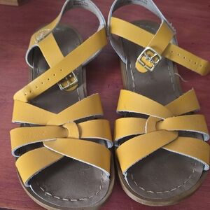Salt Water Sandals by Hoy - Mustard Yellow Leather Sandals